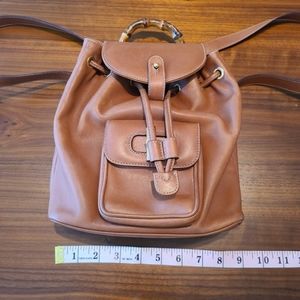 Authentic Vintage Gucci Mini Bamboo Backpack - Cognac / Tan / Brown